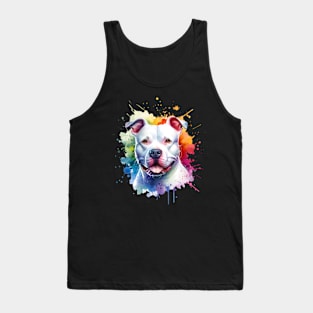 White Pitbull American Staffordshire Terrier Bully Dog Artwork Tank Top